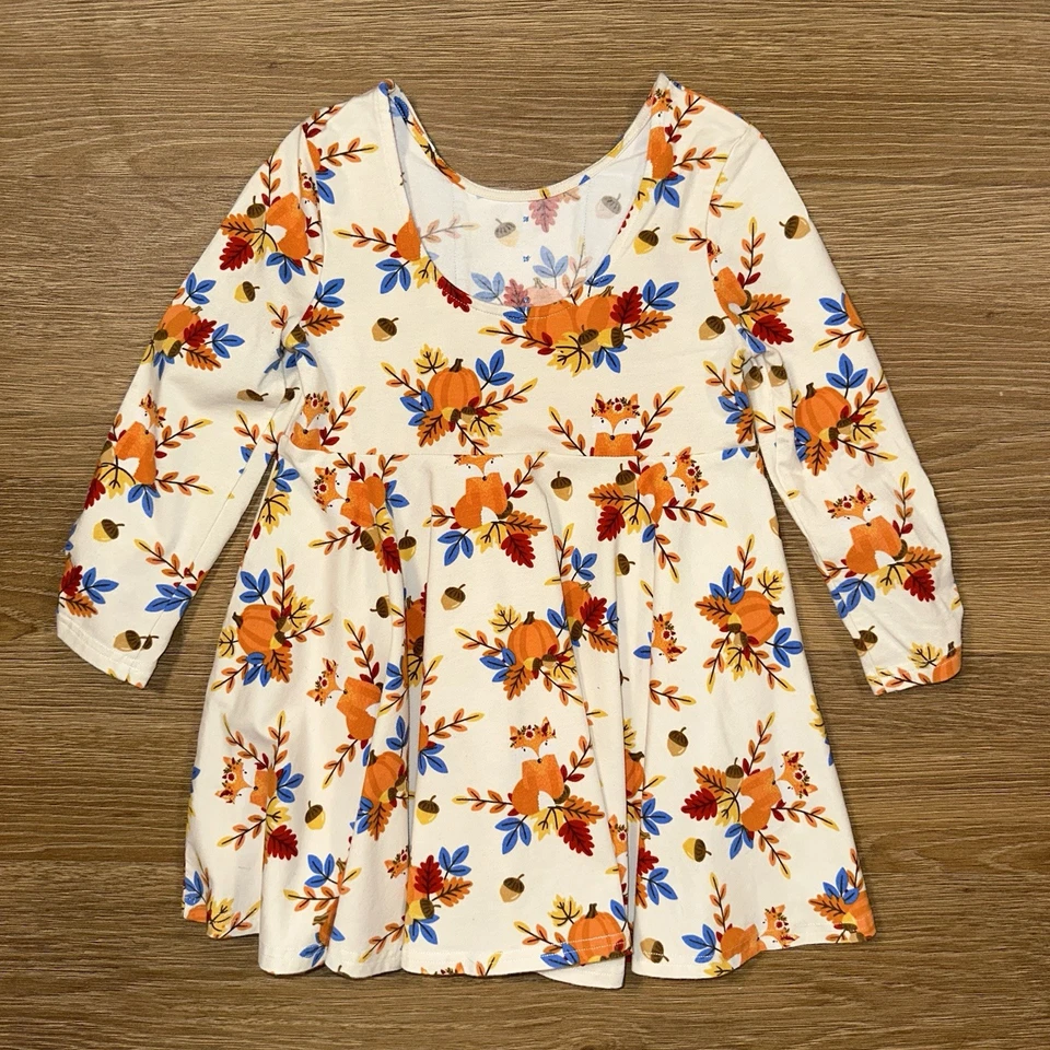 Eleanor Rose Girls Size 8 Fall Pumpkin Floral Ruffle Tunic Top Boutique Cotton - Image 4 of 4