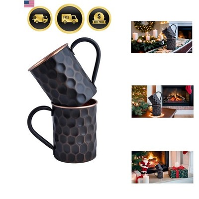 Copper Mugs Moscow Mule Set 2 16 Oz Black Handcrafted Food Safe Drinkware