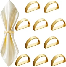 40 Pcs Stainless Steel Napkin Rings Festival Metal Matte Gold Semicircle 