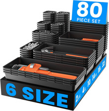 Interlocking Toolbox Drawer Organizer Tray Set, 80-Piece, Multi-Size Storage Bin