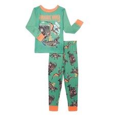 NWT Jurassic World Boys Pajama Set Size 4 Dinosaur Long Sleeve Pants Green Gift