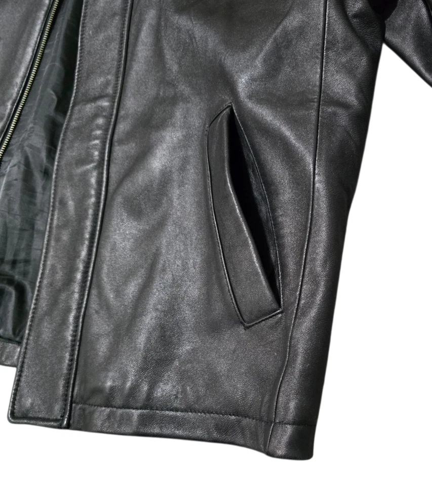 Jos A Bank Mens Leather Jacket Size  Large Executive Collection Black  - Image 4 of 4