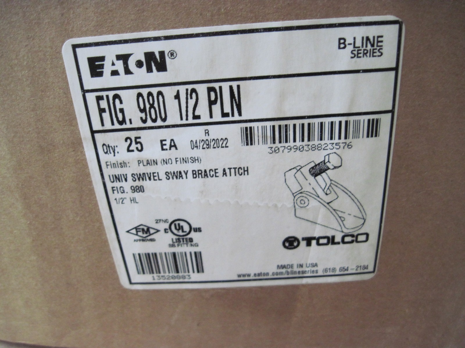(Qty 5) Eaton Tolco 980 1/2 PLN Universal Swivel Sway Braces 1/2" Bolt Hole