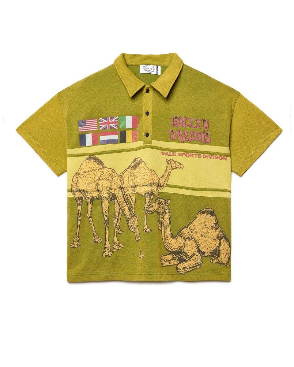 トップス DIGAWEL RUGBY SHIRT (CAMEL) 2 Vale Forever Valley Dreams Camel Rugby OLIVE SHORT Sleeve SIZE