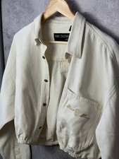 Marc Buchanan Pelle Pelle Vintage 90s White Textured Bomber Jacket Women's Gr.XL