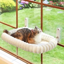 Zakkart SnugCloud Foldable Cat Window Perch Large 25.6"x16.5" , Cream White