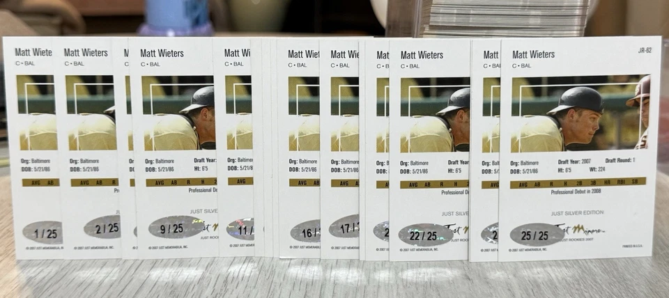 Lote de 17 - 2007 Just Minors Matt Wieters Rookies Edición Plata/25 #JR-62 Foto 2 de 3