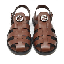 Gucci Sandali Uomo Pelle Marrone GG UK 11 US 11,5 EUR 45 11983E