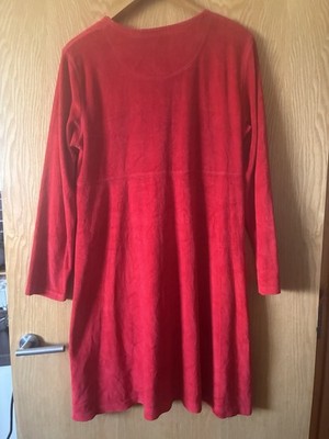 Red Dress A Line Velvety Look Comfortable Adrienne Vitaddini Size L UK 14