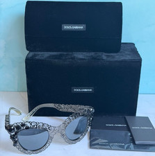 Image of Dolce & Gabbana Filigree Crystal Embellished Cat Eye Sunglasses DG2134-B-M NWB