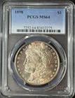 1898-P Morgan Silver Dollar $1 ~ PCGS Graded MS64 ~ Nicely Toned Example