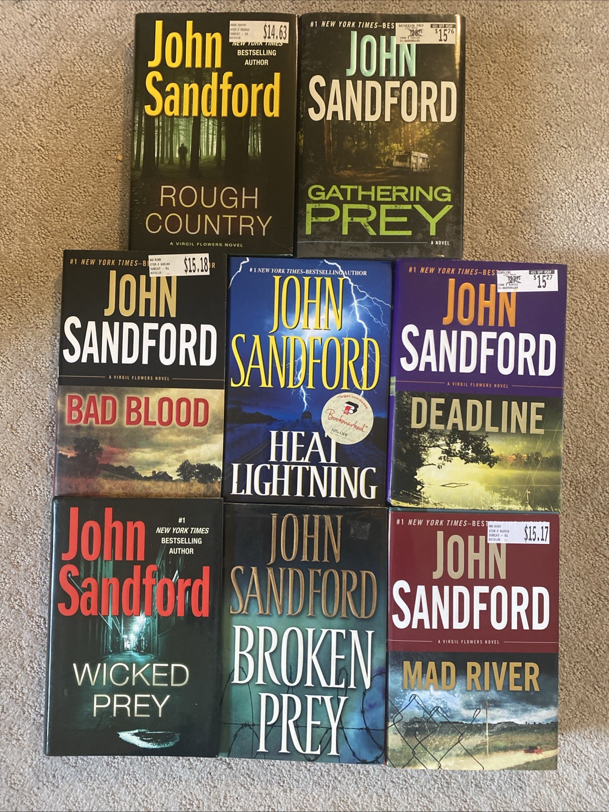John Sandford Lot of 8 Hardcover Mystery Thriller  Novels With Dust Jackets