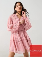 V by Very Ladder Trim Smock Mini Dress - Pink UK 12