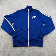 Vintage Nike Track Jacket Mens Small Royal Blue Full Zip Striped Silver Tag