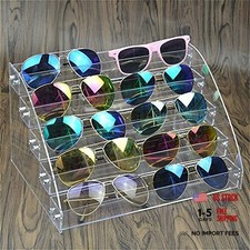 12 Piece Plastic Sunglasses Organizer Clear Eyeglasses Display Case 6 6 tier
