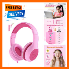 Kids Wired Headphones with Microphone, Volume Limit 85dB for Children, Foldable