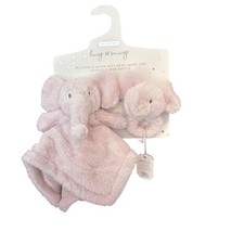 Baby Girl Pink Elephant Lovey Plush Ring Rattle Infant Comfort Snuggle Set NWT