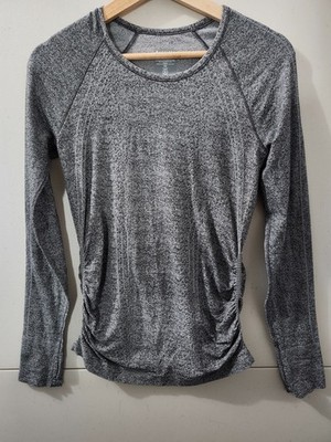 Athleta Top Womens XS Gray Speedlight Long Sleeve Ruched Active Stretch Heather