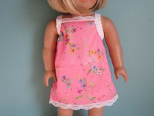 Pink Floral Satin Slip Matching Undies with Lace fits American Girl Dolls