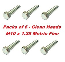 Image of BZP M10 x 35mm x 1.25 Clean Headed Hex Set Screws (Packs of 6).  Multi Listing