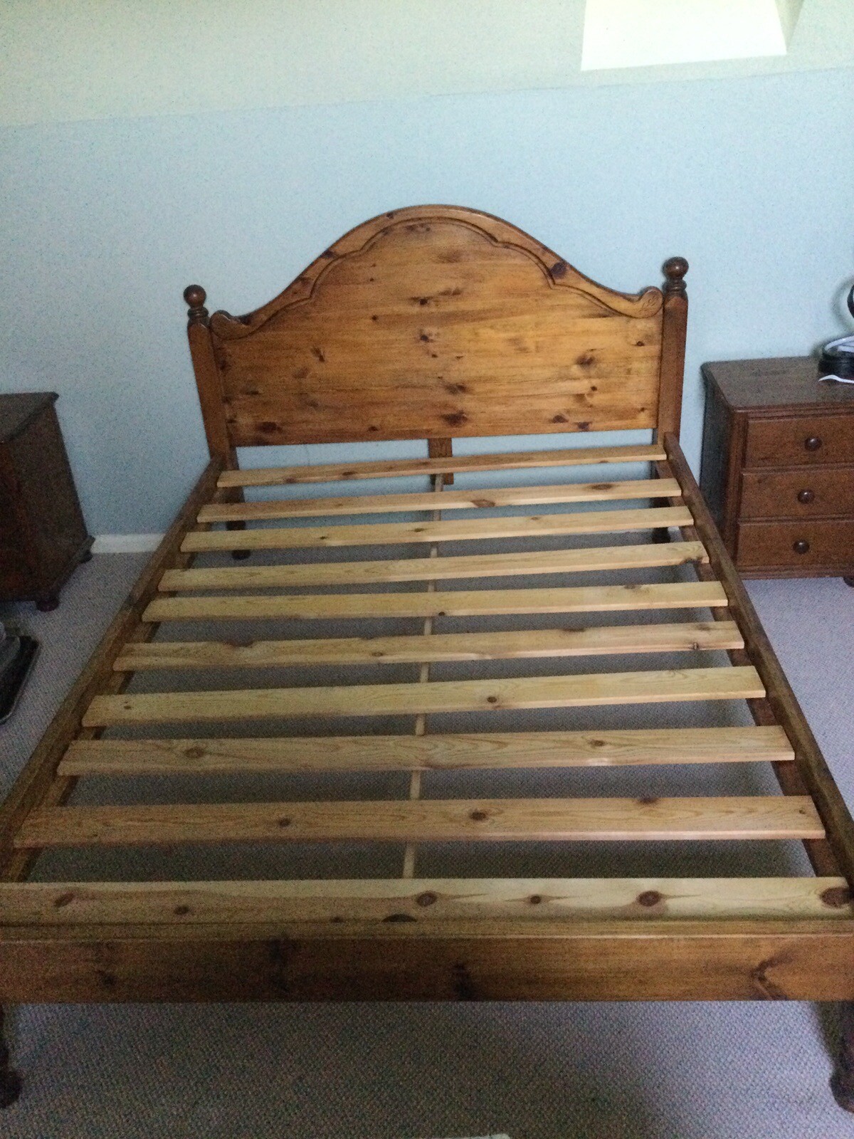 Dark Wood Solid Double Bed Frame eBay