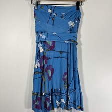 Free People Blue Floral Strapless Mini Dress Women's Small