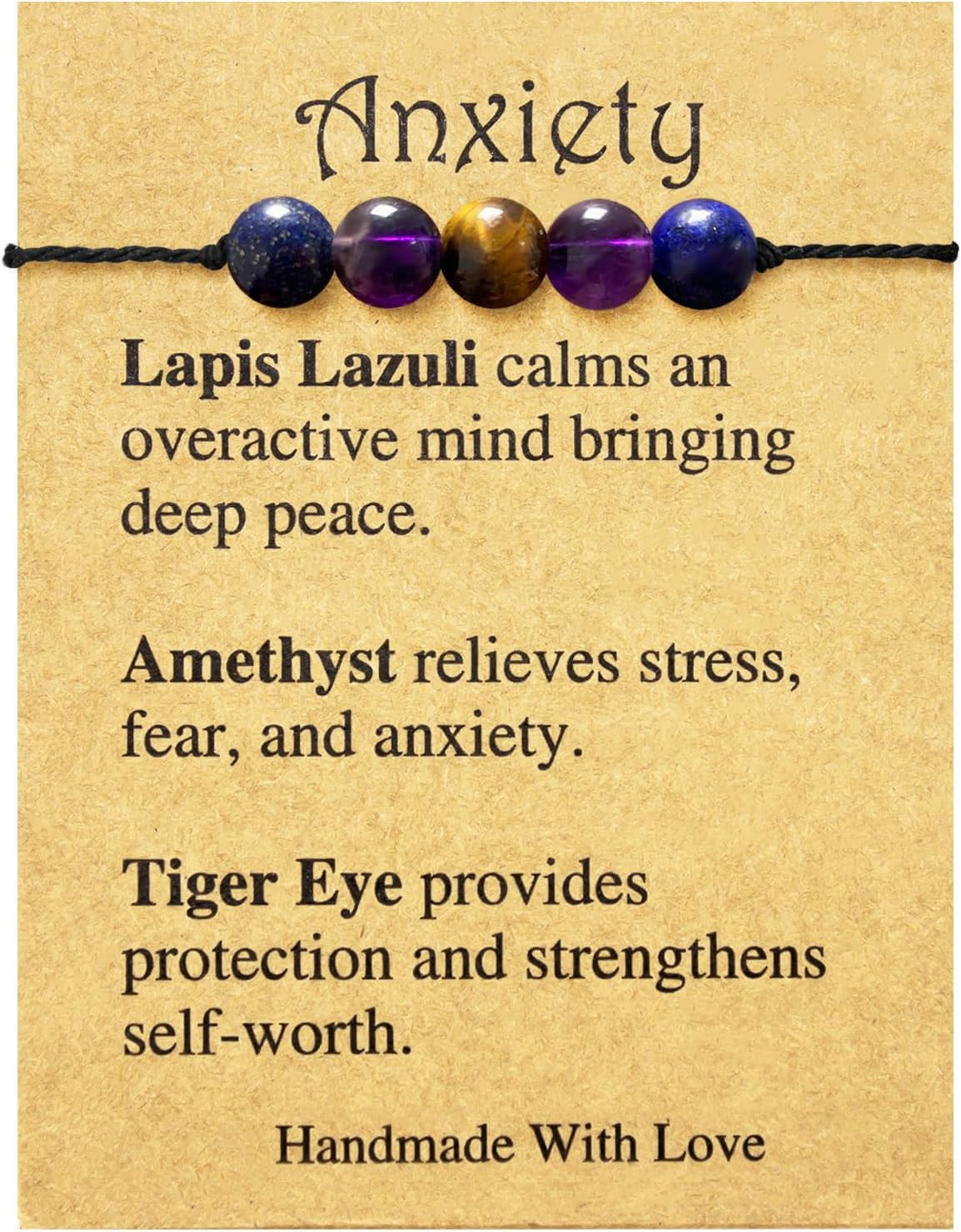 Crystal Healing Stones Bracelets for Women & Men - Amethyst Anxiety Protection B