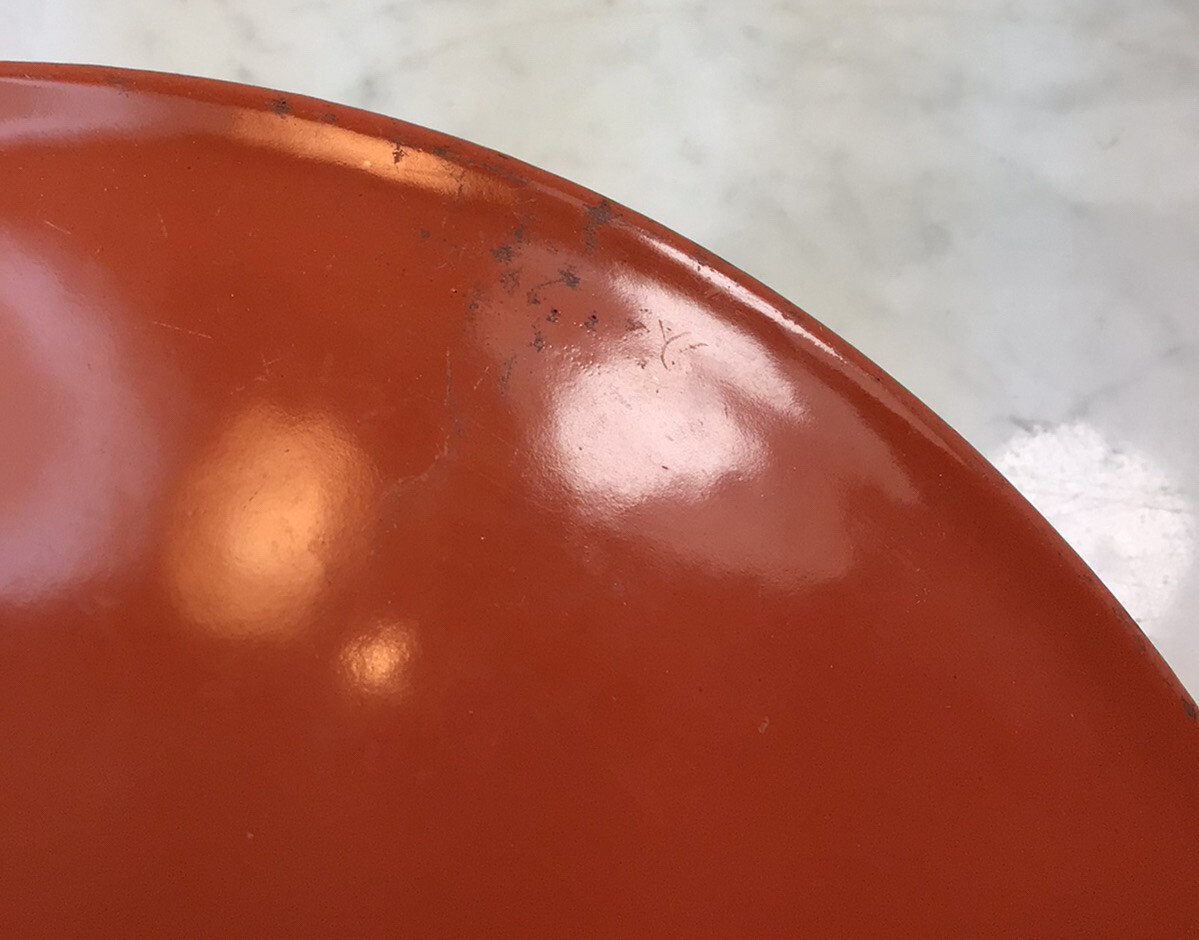 Vintage COUSANCES Orange Enamel Cast Iron Dutch Oven 4 Qt