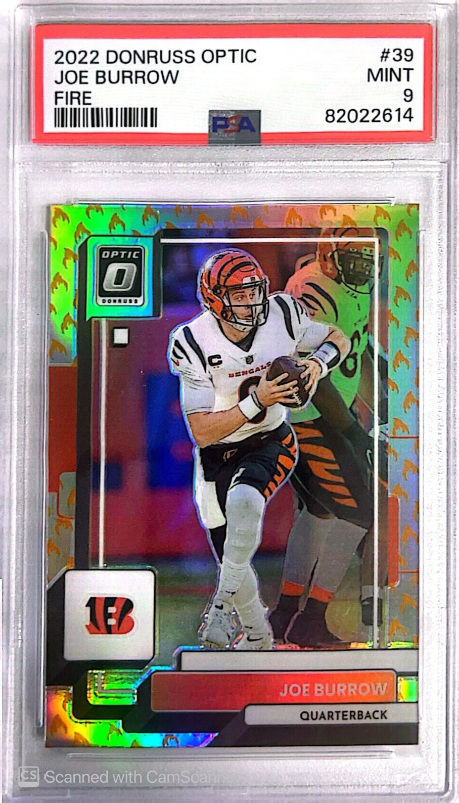 Joe Burrow 2022 Donruss Optic Fire #39 (PSA 9)