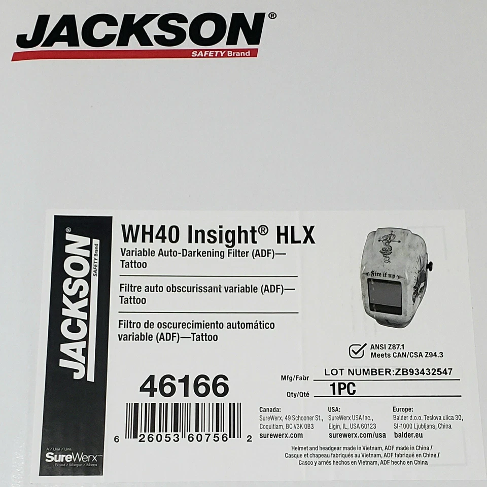 Шлем сварочный с автозатемнением тату Jackson Insight HLX WH40 Variable ADF 46166 - Изображение 3 из 3