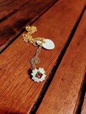 Collana con ciondolo granato in smalto e ciondolo su catena GP