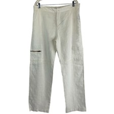 Johnny Was Los Angeles Pants Womens Sz XL White Embroidered 100 Linen Nwt