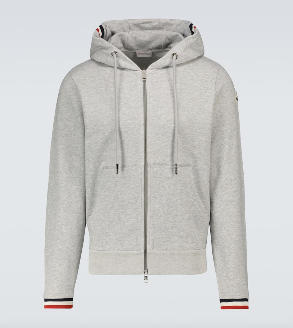 NEW Moncler Sweatshirt Zippered Hooded Melange Light Gray US NEW Moncler Sweatshirt Zippered Hooded Melange Light Gray US