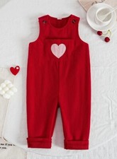 NEW Valentine's Day Heart Baby Boys Corduroy Red Romper Jumpsuit Overalls