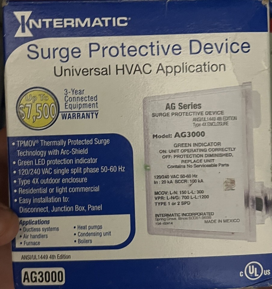 Intermatic AG3000 120/240 VAC Universal HVAC Surge Protective Device eBay