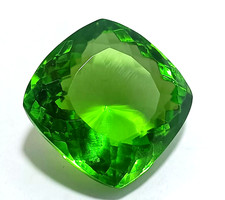 GIE Certified Natural Brazilian 125 Ct Cushion Cut Green Topaz Loose Gemstone