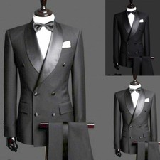 Men's Double-breasted Wedding Groom Tuxedos Prom Formal Dinner Shawl Lapel Suits