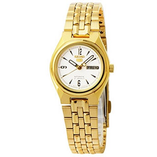Seiko 5 Automatic Gold Tone 21 Jewels Ladies Watch SYMA22K1 | eBay
