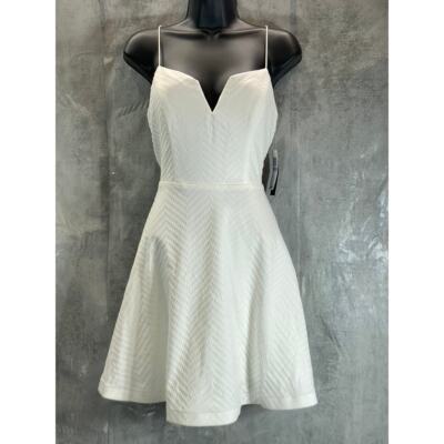 City Studios Juniors' Lace-Up-Back Fit & Flare Dress - Ivory - Size 11