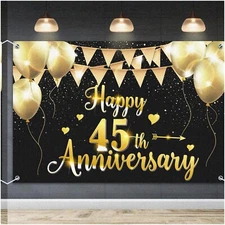 Golden Memories Celebration Backdrop - 45th Wedding Anniversary Decorations & Pa