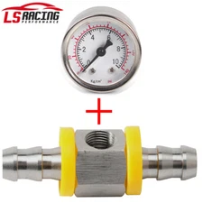 Fuel Pressure Gauge 0-140PSI with In-Line Adapter 3/8 Inch Oil Pressure Gauge