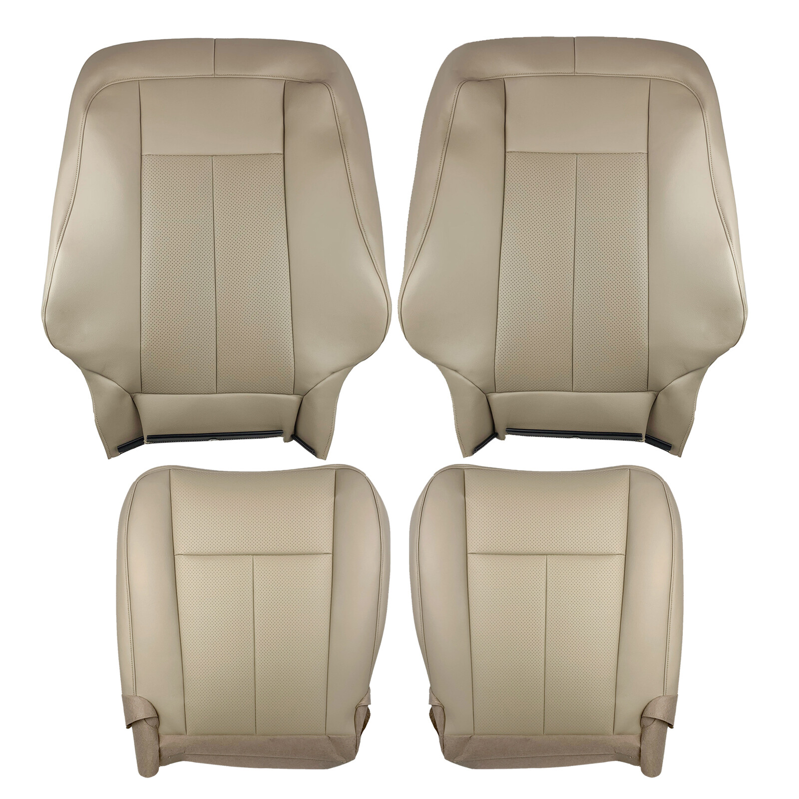 4 Pcs Perforated Leather Seat Cover Tan for 2007-2014 Ford Expedition Tan