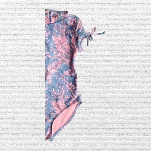 Art Class Girls Swimsuit One-Piece Floral Swimsuit Blue Pink Size XS (4-5) - Picture 6 of 11
