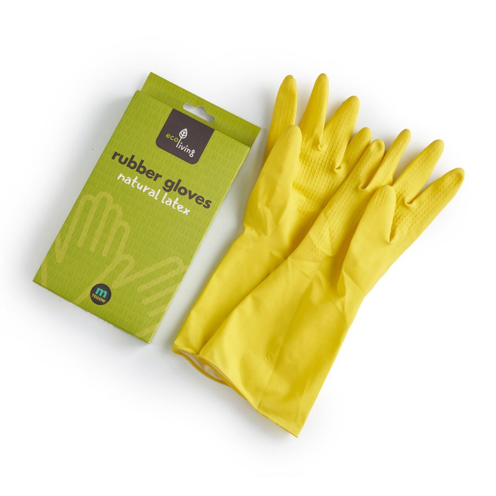 Eco Living Natural Latex Yellow Rubber Gloves - Medium