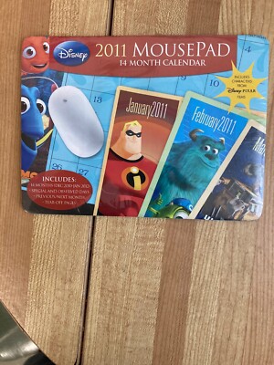 DISNEY 2011 MOUSEPAD W/14 MONTH CALENDAR PIXAR FILM CHARACTERS MIP