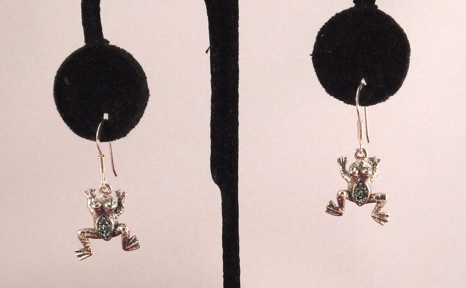 Sterling Silver Frog Dangle Earrings - image 1