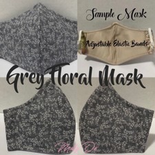 Adult Unisex Grey Floral Face Mask
