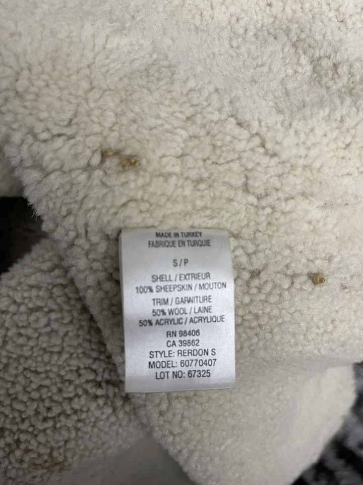 $1998 Theory Small Shearling Jacket Belt Wrap Western Leather Ranch Coat Fur VTG - Image 3 of 4