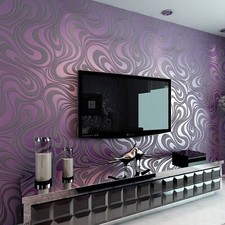 Modern Abstract Curved 3D Effect Wallpaper Flocking Striped Feature Wall Paper