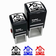 Cute House Heart Window Boxes Self-Inking Rubber Stamp Ink Stamper
